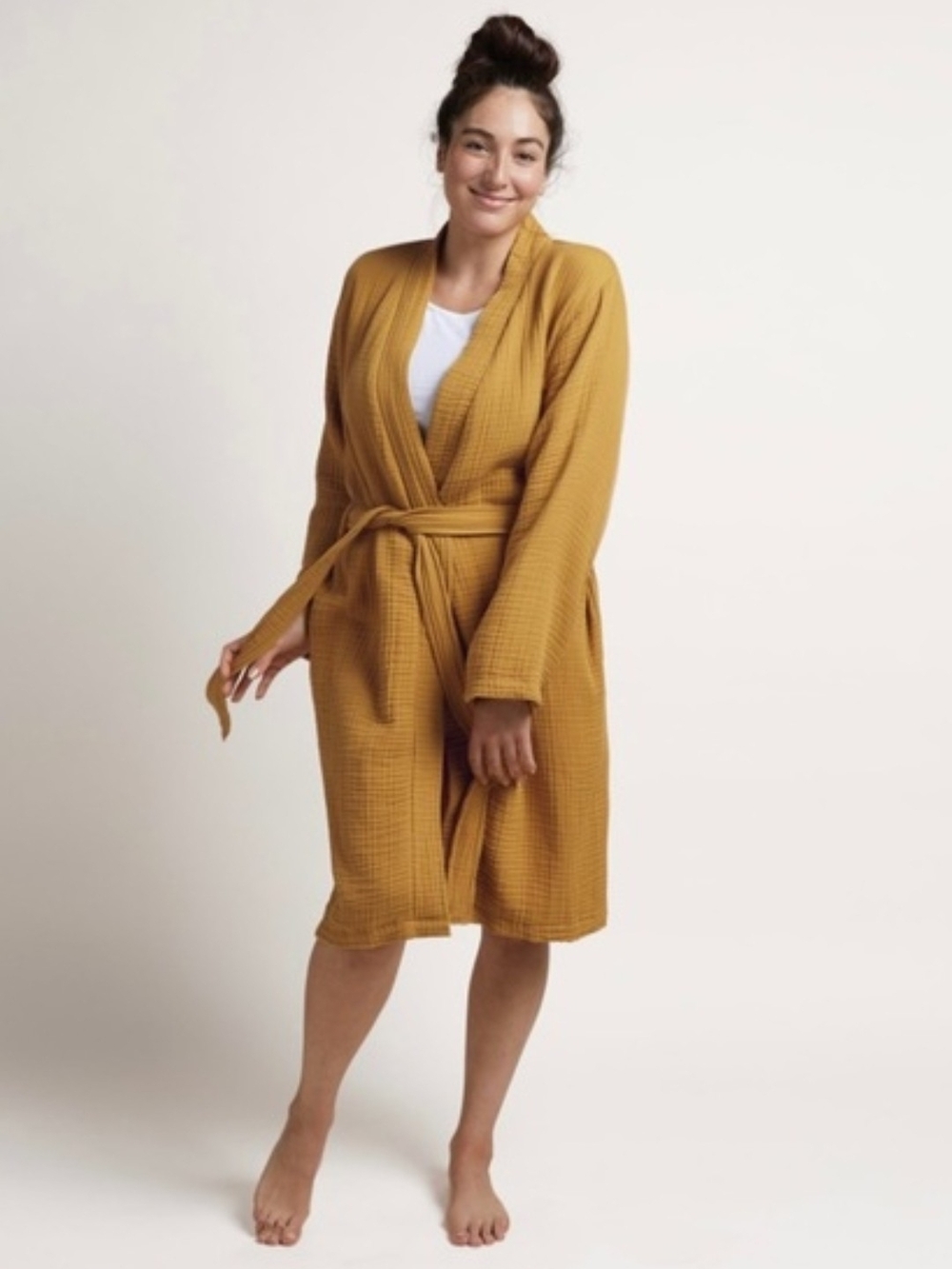 Parachute Waffle Robe in Mustard Yellow